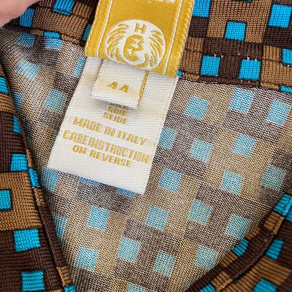 Hérion 100% Silk Retro Printed Luxorious Button-down Shirt Blouse Flared Cuff - Picture 9 of 16